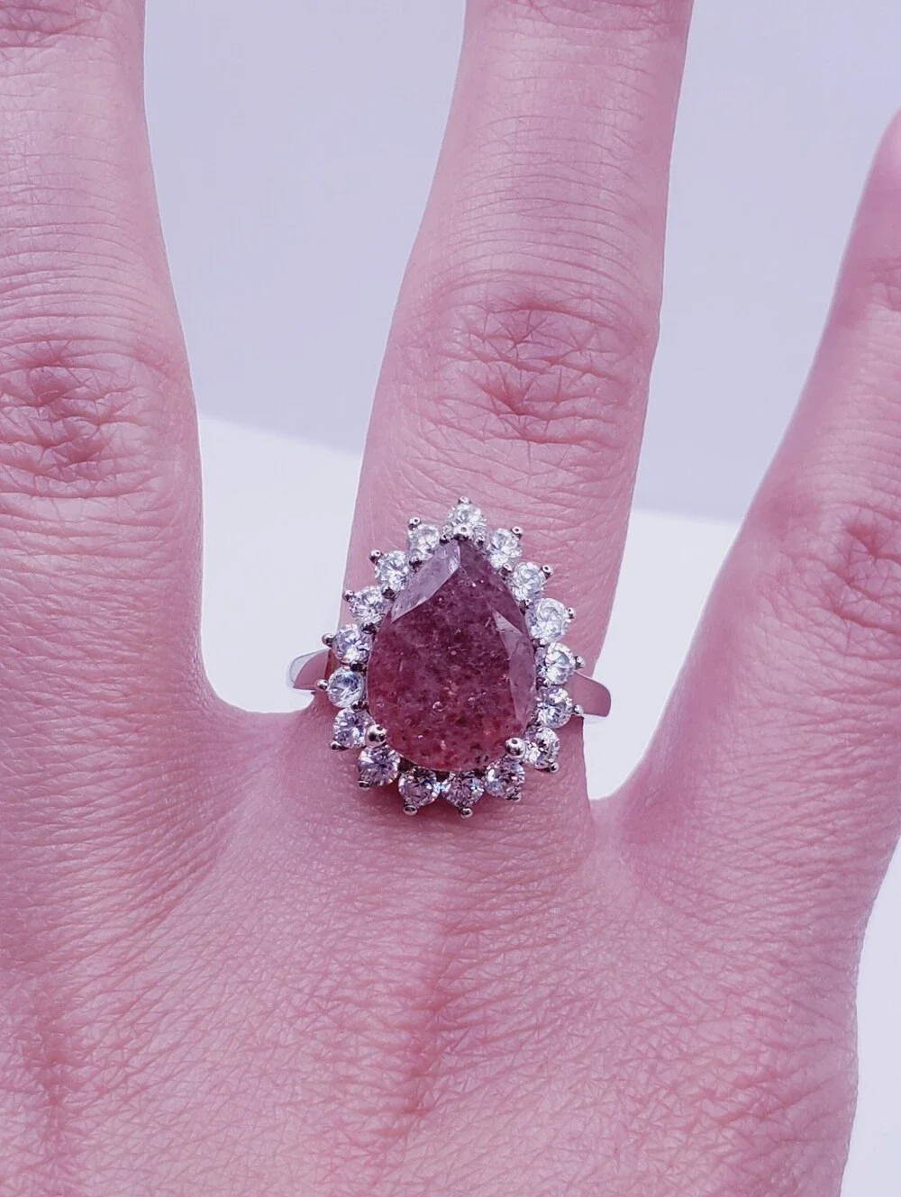 6 Carat Tanzanian Natronite & White Zircon Platinum - 925 Sterling Silver Ring